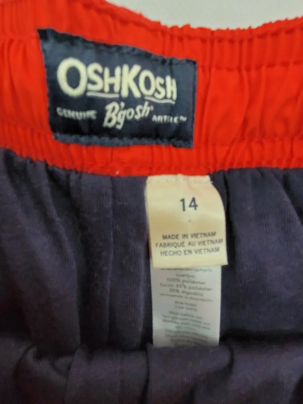 OshKosh Track Pants Kids 14 Red Zip Ankle Pockets Drawstring Lined Warm-ups 95